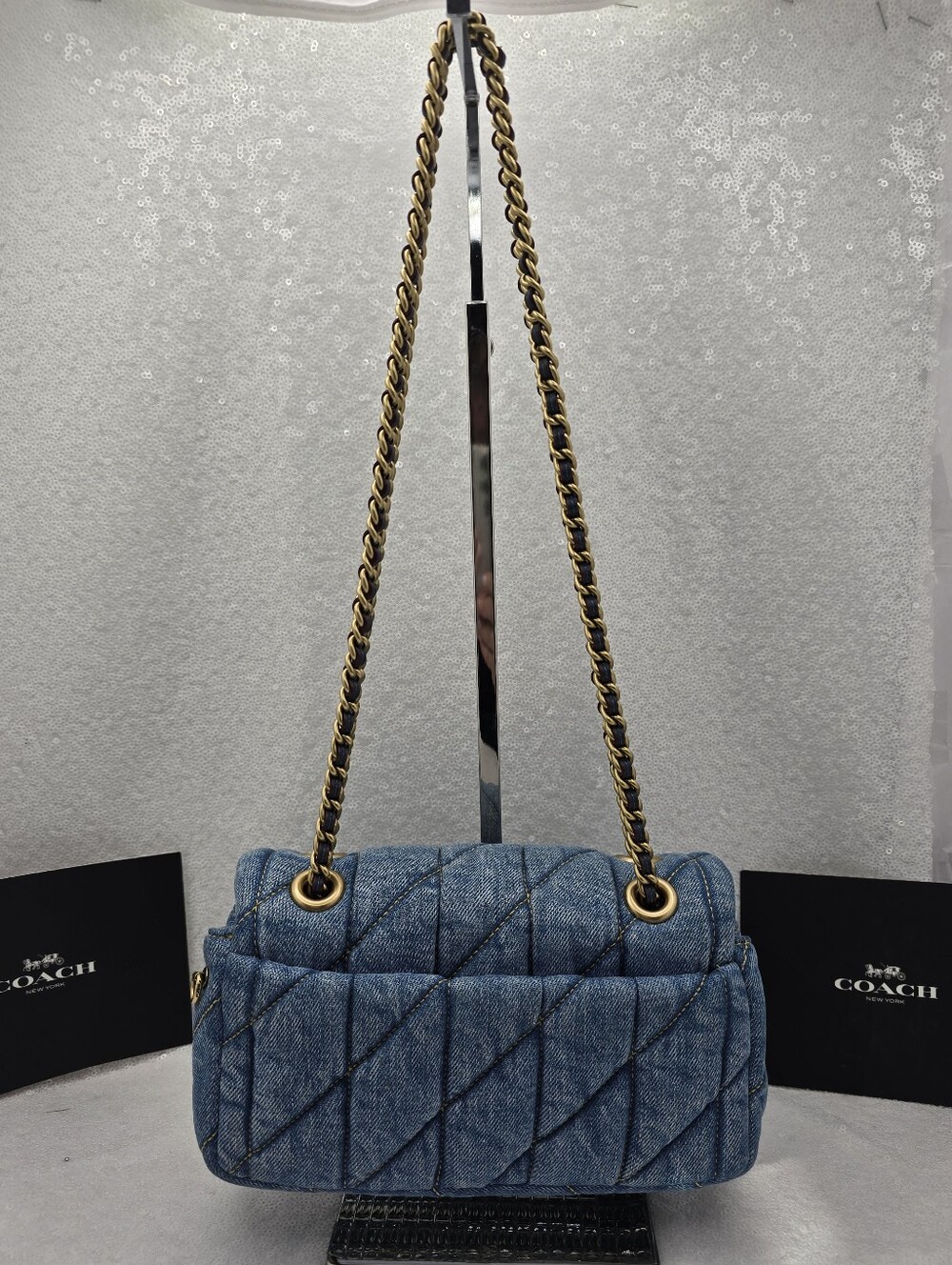 Coach Quilted Denim Small Tabby 20 Shoulder Bag - Picture 7 of 16